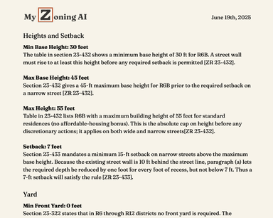 My Zoning AI - Stop Spending Hours Decoding Zoning Regulations