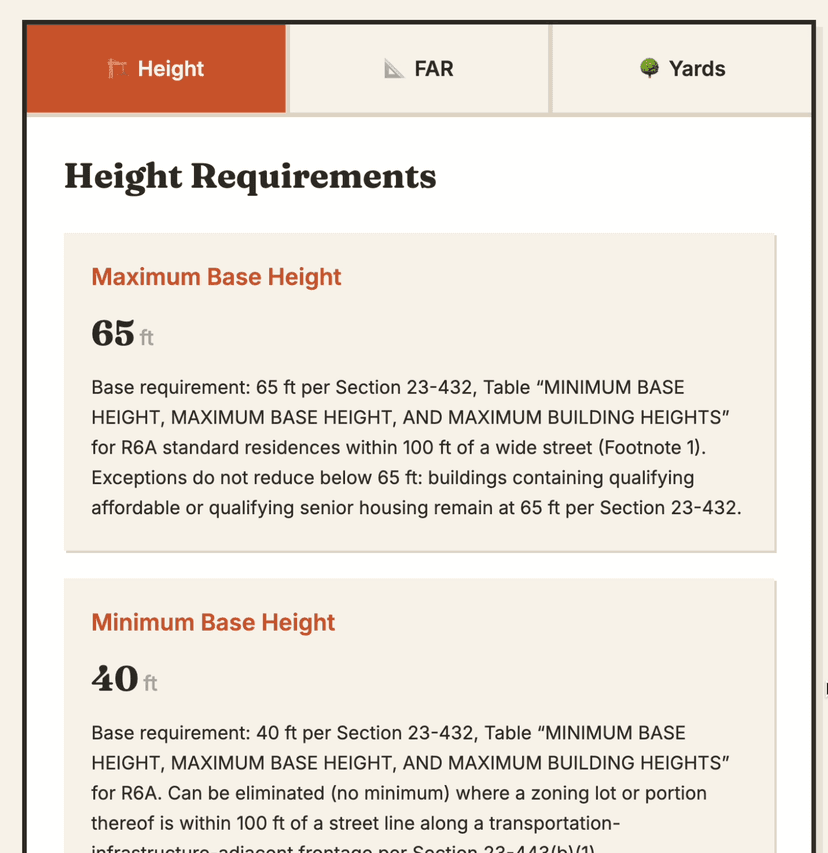 Chat Interface showing zoning question and answer